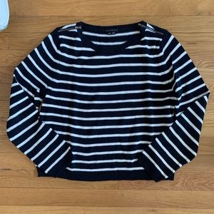 Theory Navy & White stripe sweater w/ zippers M